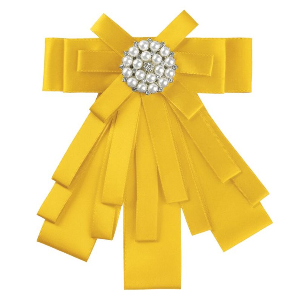 Ribbon Brooch Bowknot Necktie Bow Brooches Pre-Tied Bow Ties One Size Yellow